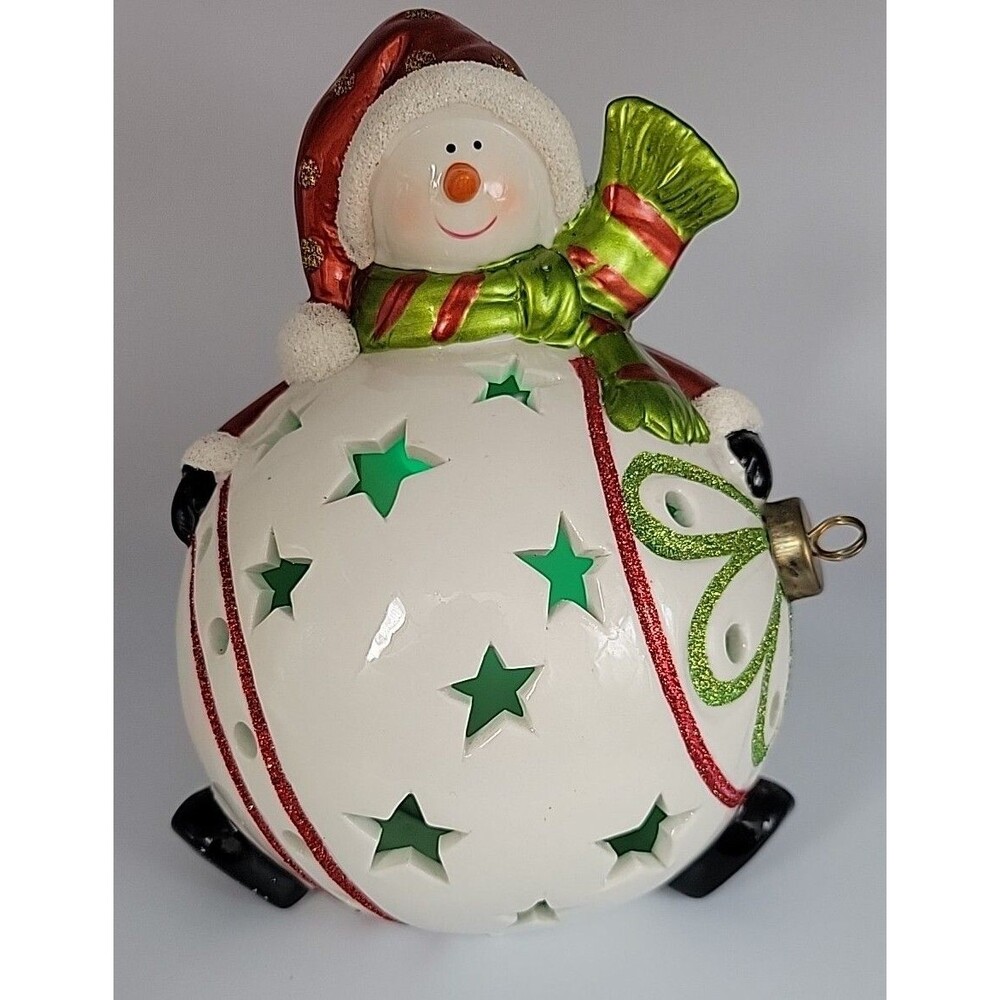 Home Reflections Snowman Luminary Flameless LED Candle Ornament ColorChange Lite